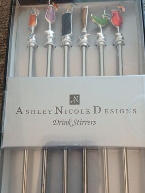 Ashley Nicole Designs Colorful Enamel Drink Stirrers (Set of 6)